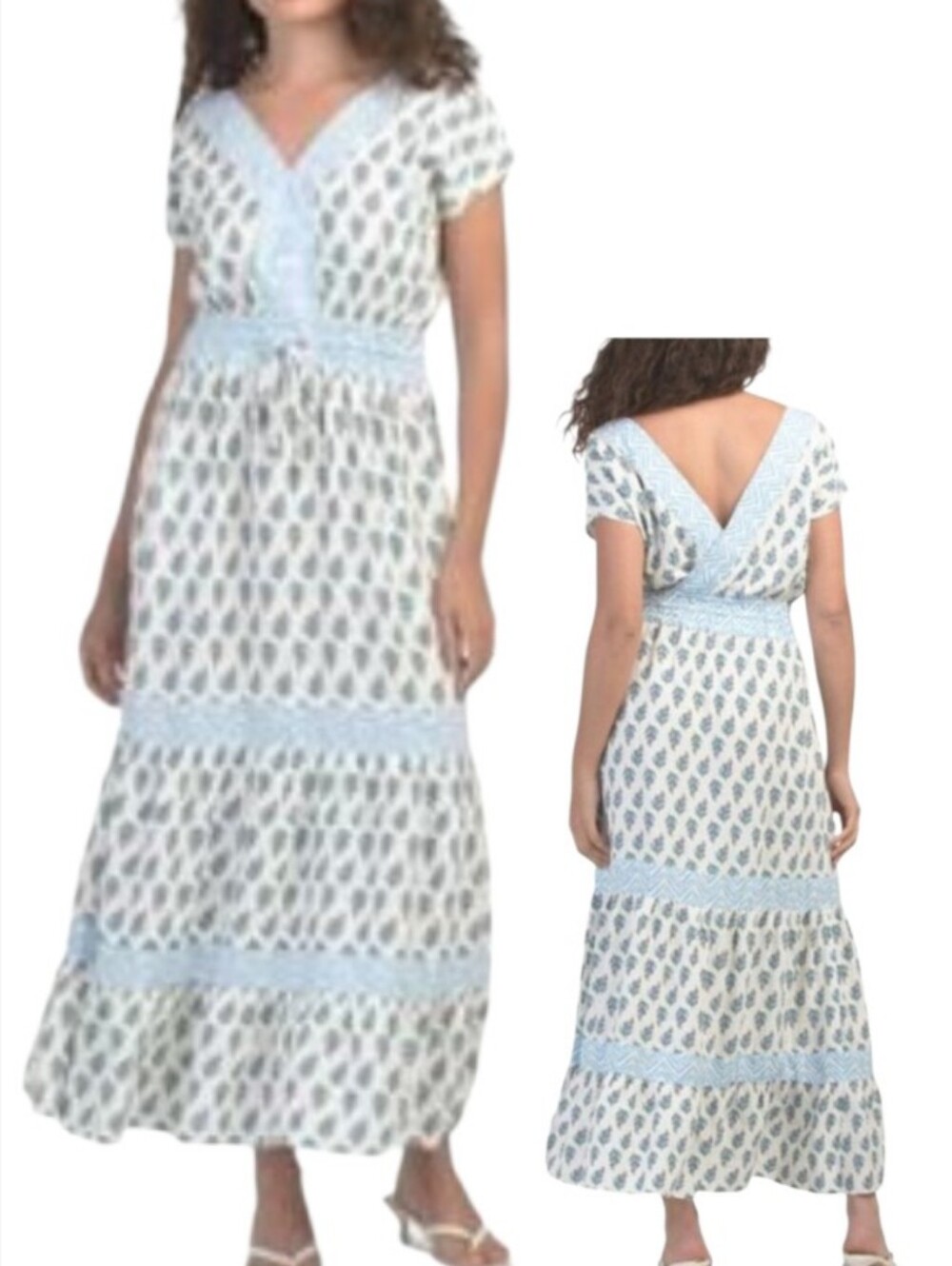 Rachel Zoe Tiered Baltic Floral Swing Maxi Dress Cottage Surplice